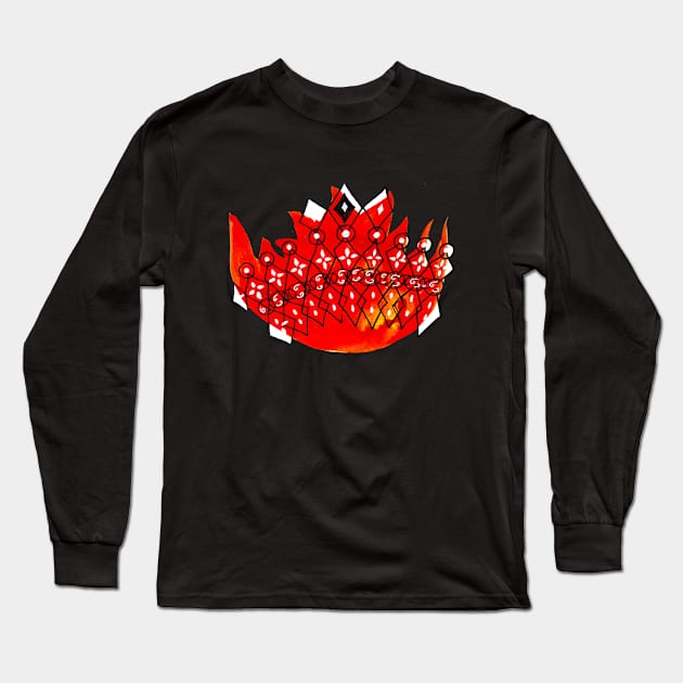 Red Fire Crown Long Sleeve T-Shirt by Kazyii